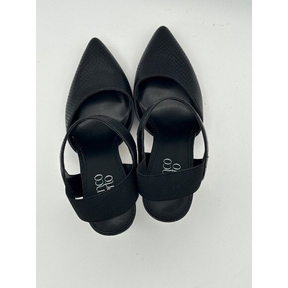 Black Franco Sarto Pointed Toe Ankle Strap High Heel Pumps Professional Textured - Picture 4 of 8